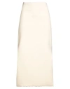 Sportmax Woman Midi Skirt Ivory Size 4 Polyester, Virgin Wool In Neutral