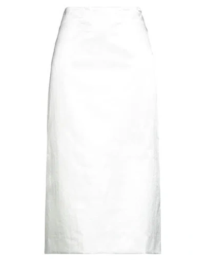 Sportmax Woman Midi Skirt White Size 8 Cotton, Polyamide