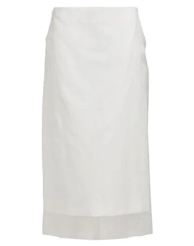 SPORTMAX SPORTMAX WOMAN MIDI SKIRT WHITE SIZE 4 SILK, COTTON, LINEN