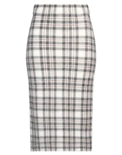 Sportmax Woman Midi Skirt White Size M Alpaca Wool, Polyamide, Elastane, Wool In Multi