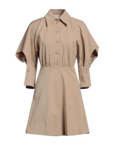 Sportmax Woman Mini Dress Beige Size 8 Cotton, Elastane