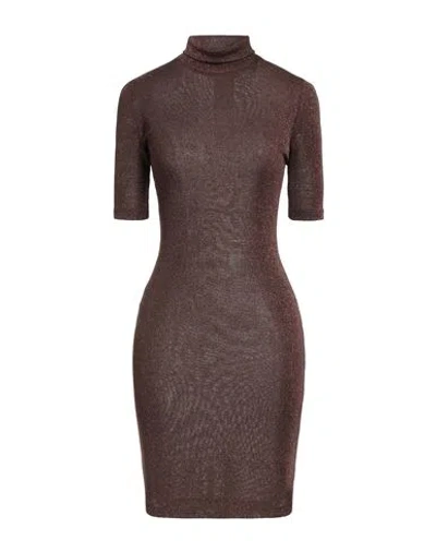 Sportmax Woman Mini Dress Brown Size S Viscose, Metallic Fiber, Polyamide