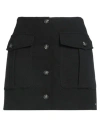 Sportmax Woman Mini Skirt Black Size 6 Virgin Wool, Linen, Polyamide