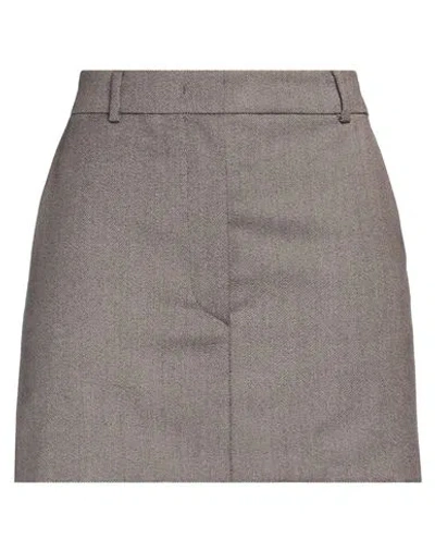 Sportmax Woman Mini Skirt Dark Brown Size 12 Virgin Wool In Gray