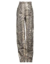 Sportmax Abete Python Print Leather Pants In Beige