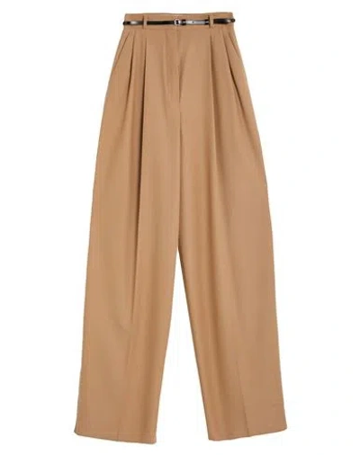 Sportmax Woman Pants Camel Size 10 Virgin Wool, Elastane In Beige