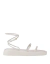 Sportmax Woman Sandals Off White Size 11 Soft Leather In Off White