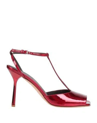 Sportmax Woman Sandals Red Size 6 Soft Leather