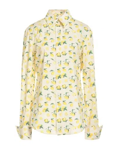 Sportmax Riva Lemon-print Poplin Shirt In Beige