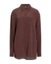 Sportmax Woman Shirt Chocolate Brown Size 6 Silk In Burgundy
