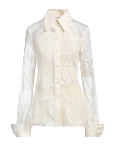 SPORTMAX SPORTMAX WOMAN SHIRT OFF WHITE SIZE L COTTON, POLYAMIDE