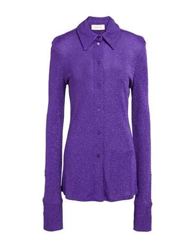Sportmax Woman Shirt Purple Size L Viscose, Metallic Fiber, Polyamide