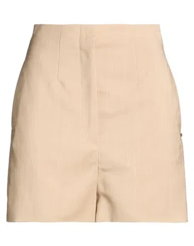 Sportmax Woman Shorts & Bermuda Shorts Camel Size 12 Wool, Mohair Wool, Polyester In Multi