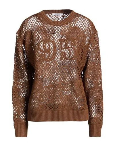 Sportmax Woman Sweater Brown Size L Cotton, Polyester, Polyamide, Elastane