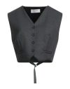 Sportmax Woman Tailored Vest Grey Size 10 Virgin Wool In Black