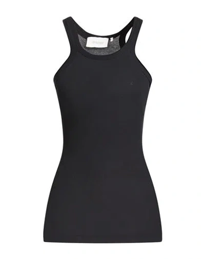 Sportmax Woman Tank Top Black Size Xs Cotton, Silk, Elastane