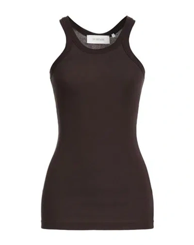Sportmax Woman Tank Top Brown Size L Cotton, Silk, Elastane In Blue
