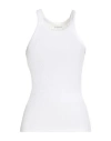 Sportmax Woman Tank Top White Size L Cotton, Silk, Elastane