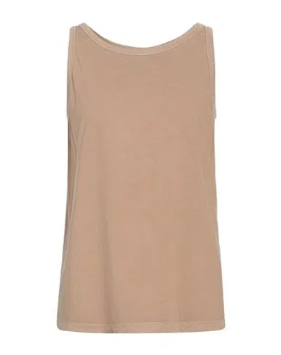 Sportmax Woman Tank Top Khaki Size L Cotton In Beige
