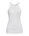 Sportmax Ribbed Crew Neck Racerback Sleeveless Top In White