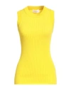 Sportmax Sport Max Ribbed Cotton Tank Top In Yellow