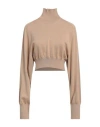 Sportmax Woman Turtleneck Beige Size L Virgin Wool In Neutral