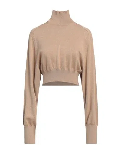 Sportmax Woman Turtleneck Beige Size L Virgin Wool In Neutral