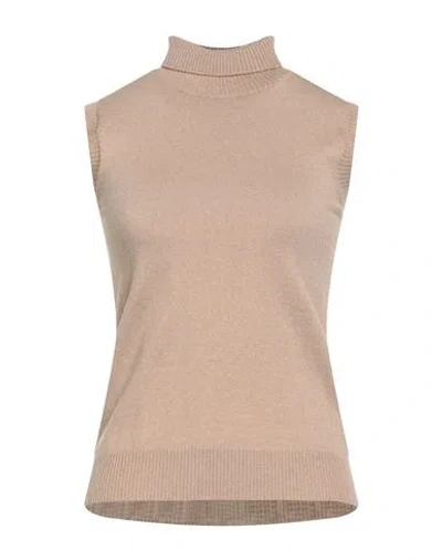 Sportmax Woman Turtleneck Beige Size Xl Virgin Wool In Neutral