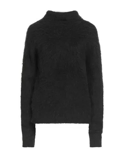 Sportmax Woman Turtleneck Black Size M Alpaca Wool, Polyamide, Elastane