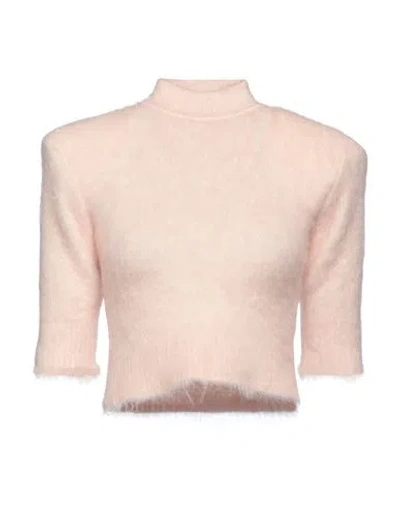 Sportmax Woman Turtleneck Blush Size S Mohair Wool, Wool, Polyamide, Elastane In Pink