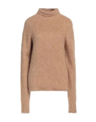Sportmax Woman Turtleneck Camel Size M Alpaca Wool, Polyamide, Elastane