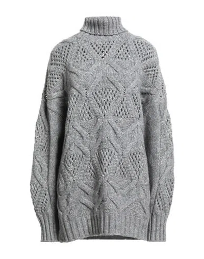 Sportmax Woman Turtleneck Grey Size M Wool, Polyamide In Gray