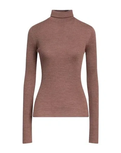 Sportmax Woman Turtleneck Khaki Size M Virgin Wool In Brown