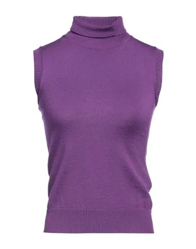 Sportmax Woman Turtleneck Purple Size M Virgin Wool