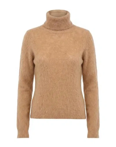 Sportmax Solid Color Polo Neck Tops In Brown