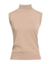 Sportmax Woman Turtleneck Sand Size Xl Virgin Wool In Brown