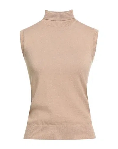 Sportmax Woman Turtleneck Sand Size Xl Virgin Wool In Brown