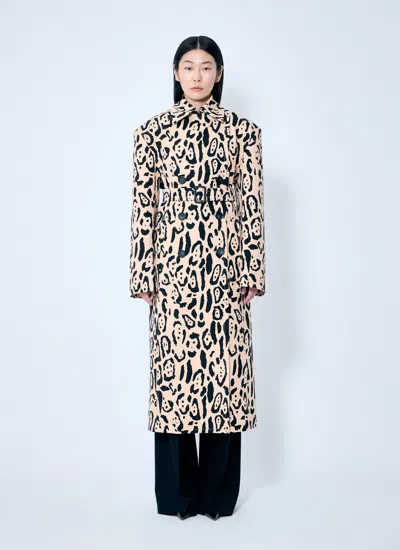 Sportmax Women Animal-print Trench Coat In Beige