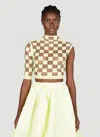 Sportmax Check-pattern Asymmetric Cropped Top In Yellow