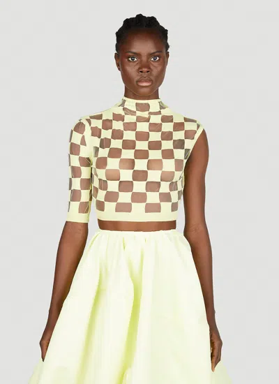Sportmax Women Asymmetric Checked Top In Yellow