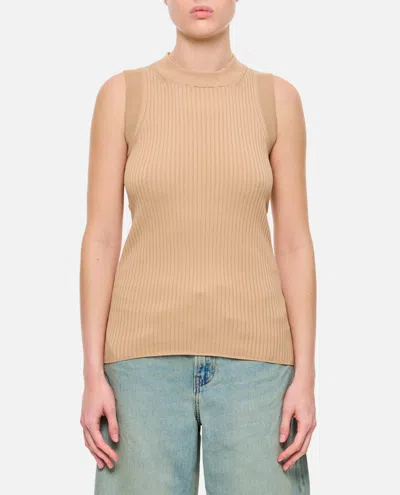 Sportmax Women Beige Tank Top, L Luxury Tops For Women Darveys In Brown