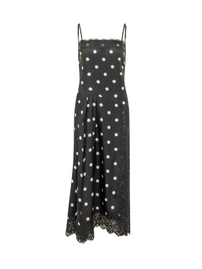 Sportmax Black Polka Dot Square Neck Maxi Dress