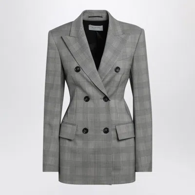 Sportmax Tailored Double Breasted Prince Of Wales Jacket In Gray