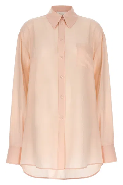 Sportmax Sheer Fabric Collared Shirt With Pleated Back In Pink