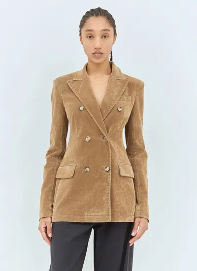 Sportmax Women Flocked Denim Blazer In Brown