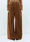 Sportmax Women Flocked Denim Pants In Brown