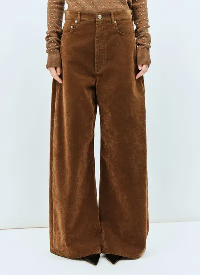 Sportmax Women Flocked Denim Pants In Brown