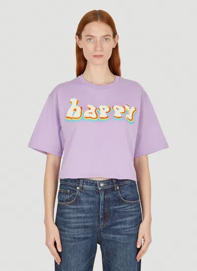 Sportmax Crochet-embroidered Cropped T-shirt In Purple