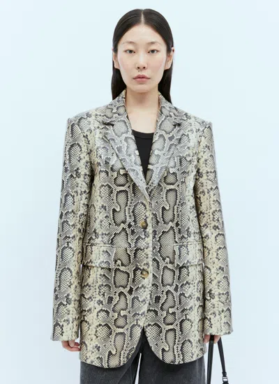 Sportmax Women Python-print Oversized Leather Blazer In Brown