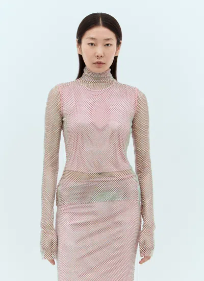 Sportmax Women Rhinestone High-neck Top In Pink